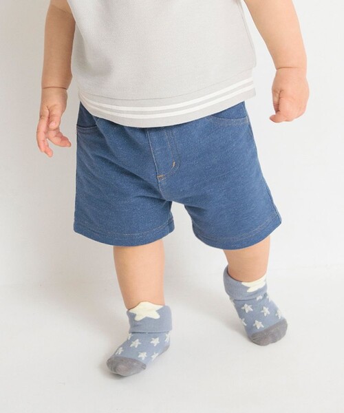 BRANSHES（ブランシェス）の「【ベビー】デニムニットハーフパンツ（その他ベビー用品・キッズ・ブルー/ネイビー・70/80）」の2枚目の写真