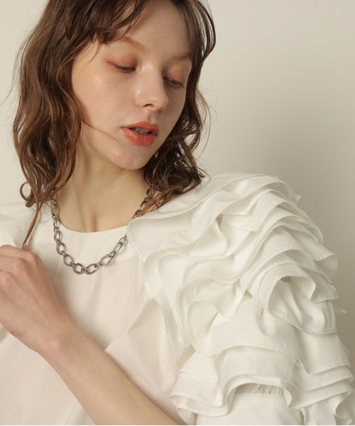 24SS 極美品 CADUNE カデュネ ペタルブラウス 花びら フリル S