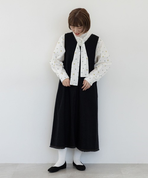 studio CLIP（スタディオクリップ）の「《人気スタッフmiyuコラボ》ダブルフロントカジュアルジャンスカ（ワンピース・レディース・ブラック/カーキ/アイボリー・FREE）」の7枚目の写真