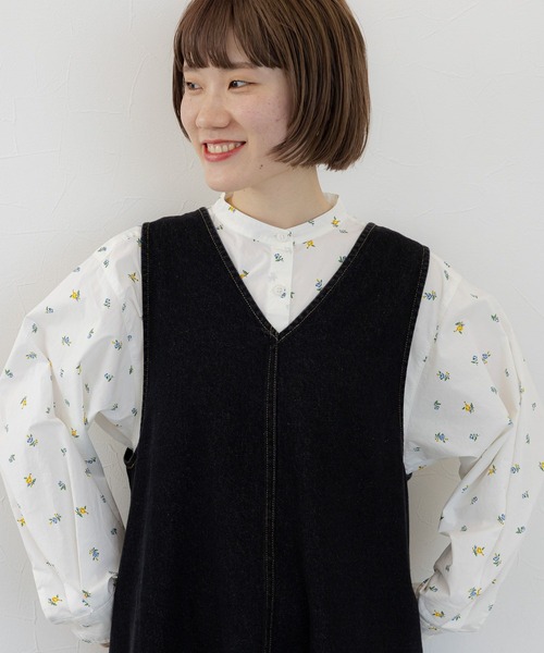 studio CLIP（スタディオクリップ）の「《人気スタッフmiyuコラボ》ダブルフロントカジュアルジャンスカ（ワンピース・レディース・ブラック/カーキ/アイボリー・FREE）」の12枚目の写真