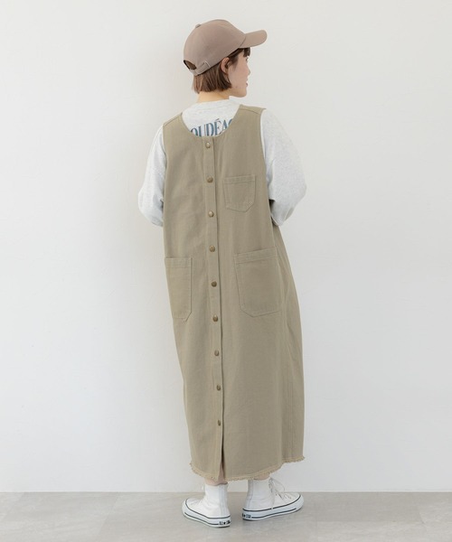 studio CLIP（スタディオクリップ）の「《人気スタッフmiyuコラボ》ダブルフロントカジュアルジャンスカ（ワンピース・レディース・ブラック/カーキ/アイボリー・FREE）」の20枚目の写真