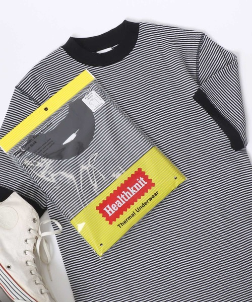 Healthknit(ヘルスニット)の「Healthknit(ヘルスニット)ベーシックワッフル ハイネック半袖Tシャツ レディース/パックTシャツ(Tシャツ/カットソー・レディース・ホワイト×ブラック/ブラック/オフホワイト/ピンク/グリーン系その他/イエロー系その他・L/M/LL)」の3枚目の写真