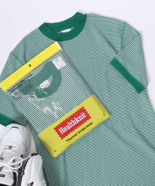 Healthknit(ヘルスニット)の「Healthknit(ヘルスニット)ベーシックワッフル ハイネック半袖Tシャツ レディース/パックTシャツ(Tシャツ/カットソー・レディース・ホワイト×ブラック/ブラック/オフホワイト/ピンク/グリーン系その他/イエロー系その他・L/M/LL)」の4枚目の写真