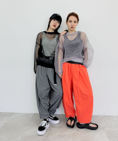 niko and...（ニコアンド）の「[MODE NORM CORE]シアーオーガンジー2WAYカーディガン（カーディガン/ボレロ・レディース・ライトグレー/ブラック/アイボリー・MEDIUM/LARGE）」の7枚目の写真