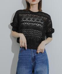 HEYUMM（ヘユム）の「レースラメセーター(5分袖)（ニット/セーター）」