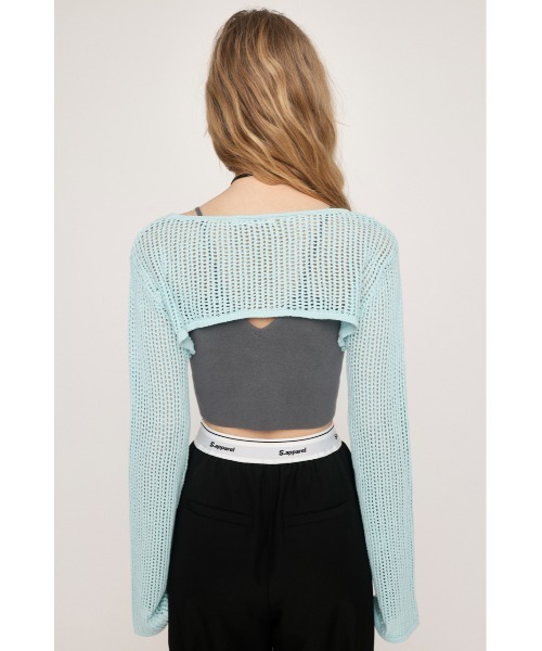 SLY（スライ）の「CROCHET SHORT TOPS クロシェット ショート トップス（ニット/セーター・レディース・ブラック/ライトブルー・FREE）」の8枚目の写真