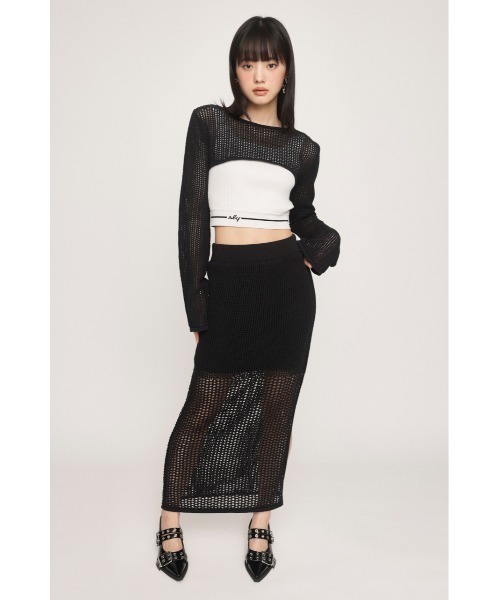 SLY（スライ）の「CROCHET SHORT TOPS クロシェット ショート トップス（ニット/セーター・レディース・ブラック/ライトブルー・FREE）」の12枚目の写真
