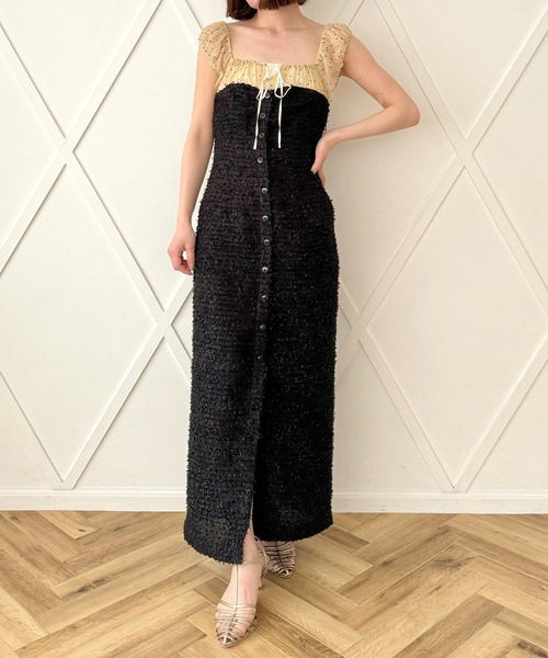 ME COUTURE(ミークチュール)の「2wayドットツイードコンビワンピース(ワンピース・レディース・オフホワイト/ブラック・0/1)」の2枚目の写真