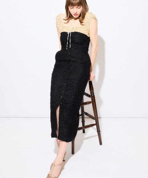 ME COUTURE(ミークチュール)の「2wayドットツイードコンビワンピース(ワンピース・レディース・オフホワイト/ブラック・0/1)」の9枚目の写真