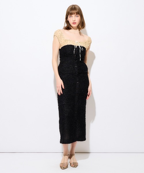 ME COUTURE(ミークチュール)の「2wayドットツイードコンビワンピース(ワンピース・レディース・オフホワイト/ブラック・0/1)」の3枚目の写真