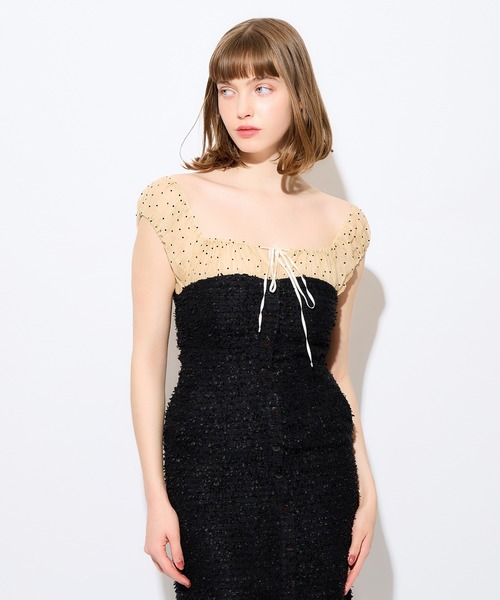 ME COUTURE(ミークチュール)の「2wayドットツイードコンビワンピース(ワンピース・レディース・オフホワイト/ブラック・0/1)」の17枚目の写真
