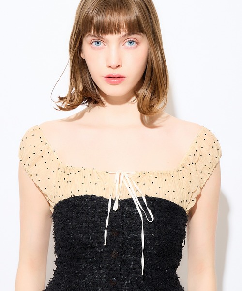 ME COUTURE(ミークチュール)の「2wayドットツイードコンビワンピース(ワンピース・レディース・オフホワイト/ブラック・0/1)」の18枚目の写真