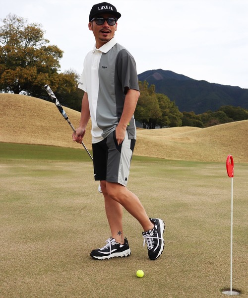 (RM)【LUXE/R GOLF】ストレッチ スムース 切り替え 配色 ショートパンツ（チノパンツ）｜LUXE/R GOLF（ラグジュ ゴルフ）