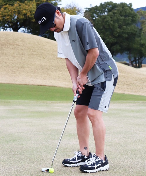 (RM)【LUXE/R GOLF】ストレッチ スムース 切り替え 配色 ショートパンツ（チノパンツ）｜LUXE/R GOLF（ラグジュ ゴルフ）