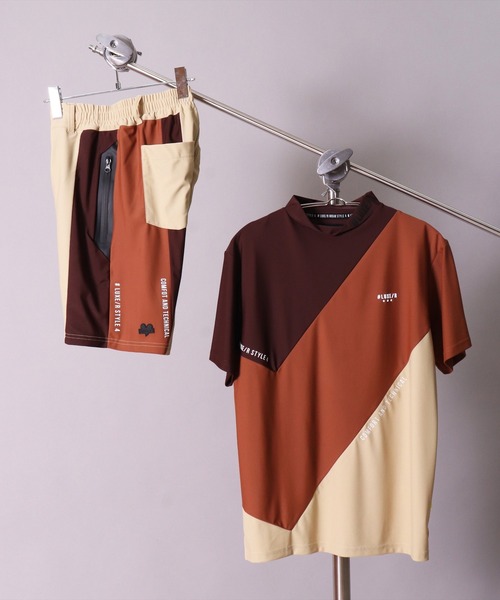 (RM)【LUXE/R GOLF】ストレッチ スムース 切り替え 配色 ショートパンツ（チノパンツ）｜LUXE/R GOLF（ラグジュ ゴルフ）