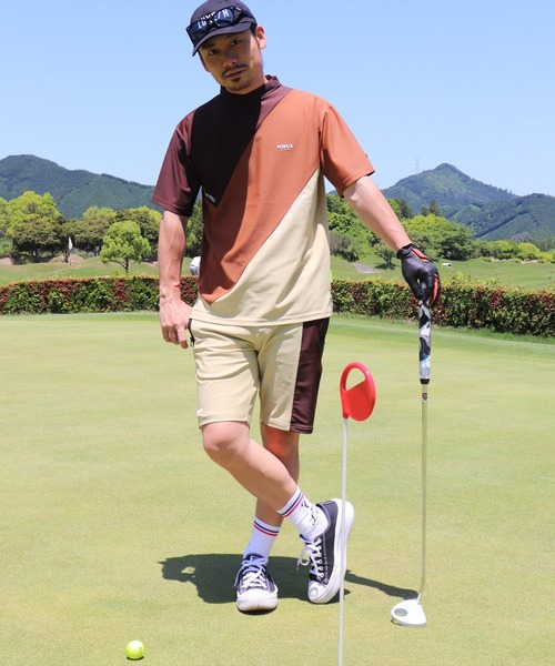 (RM)【LUXE/R GOLF】ストレッチ スムース 切り替え 配色 ショートパンツ（チノパンツ）｜LUXE/R GOLF（ラグジュ ゴルフ）