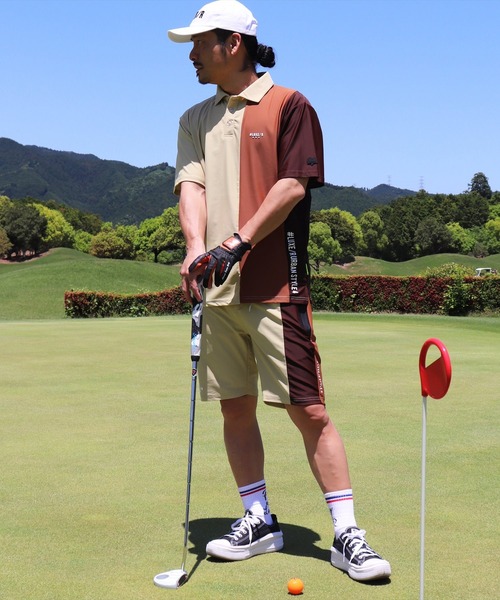(RM)【LUXE/R GOLF】ストレッチ スムース 切り替え 配色 ショートパンツ（チノパンツ）｜LUXE/R GOLF（ラグジュ ゴルフ）