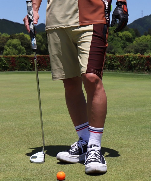 (RM)【LUXE/R GOLF】ストレッチ スムース 切り替え 配色 ショートパンツ（チノパンツ）｜LUXE/R GOLF（ラグジュ ゴルフ）