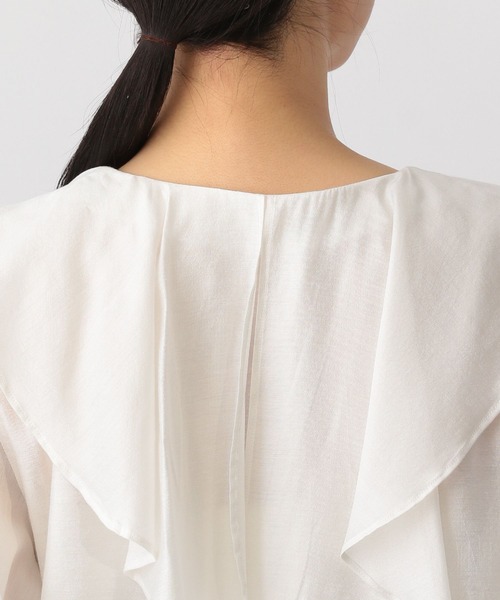 A part by（アパートバイ）の「フリルブラウス_半袖（シャツ/ブラウス・レディース・ブラック/オフホワイト・FREE）」の12枚目の写真