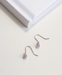 「美人百花掲載」K10 ホワイトゴールド キュービックジルコニア フック ピアス(Lilac Purple) BLOOM/ブルーム