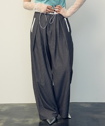 uyu. | Drawstring Striped Wide Pants / ドロストストライプワイドパンツ【uyu./ウユ】(スラックス)