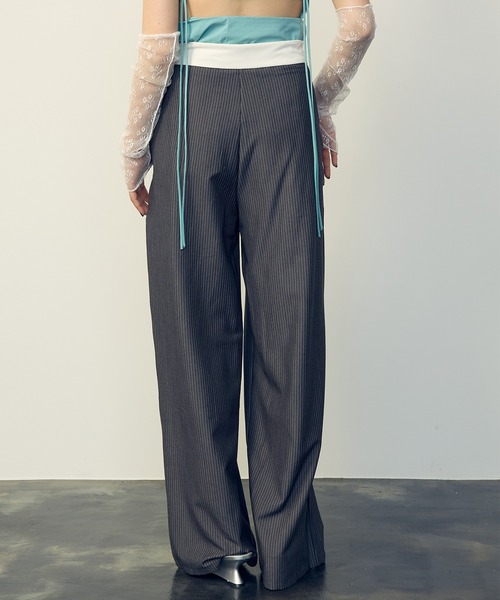 Drawstring Striped Wide Pants / ドロストストライプワイド