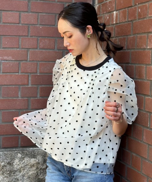 deux amour（ドゥーザムール）の「フロッキードットトップス（チューブトップ・レディース・ホワイト/ブラック/グレー・FREE）」の8枚目の写真