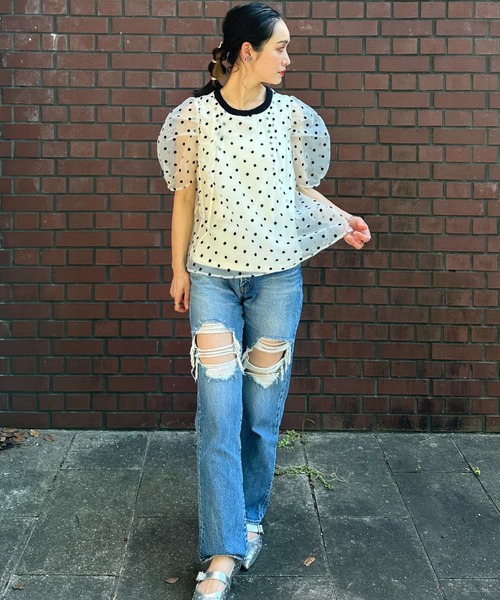 deux amour（ドゥーザムール）の「フロッキードットトップス（チューブトップ・レディース・ホワイト/ブラック/グレー・FREE）」の12枚目の写真