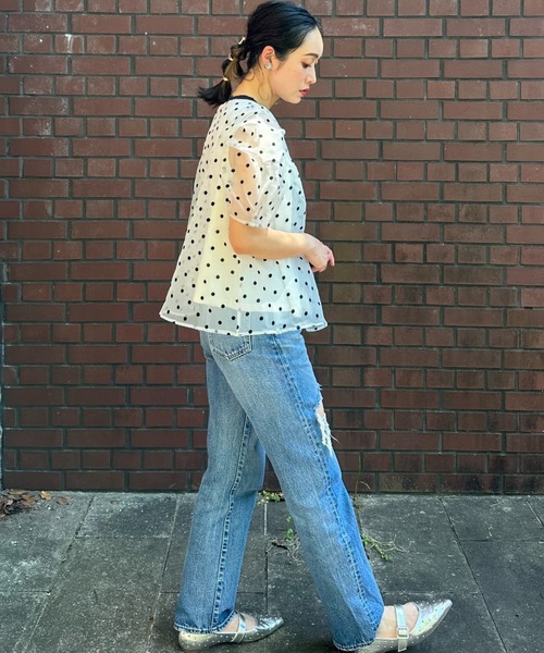 deux amour（ドゥーザムール）の「フロッキードットトップス（チューブトップ・レディース・ホワイト/ブラック/グレー・FREE）」の13枚目の写真