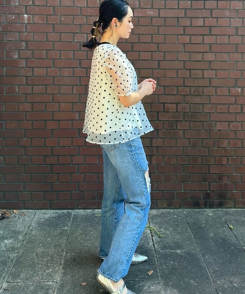 deux amour（ドゥーザムール）の「フロッキードットトップス（チューブトップ・レディース・ホワイト/ブラック/グレー・FREE）」の15枚目の写真