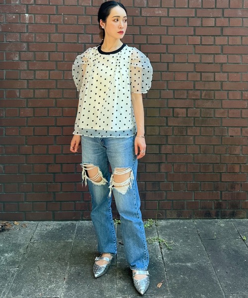 deux amour（ドゥーザムール）の「フロッキードットトップス（チューブトップ・レディース・ホワイト/ブラック/グレー・FREE）」の16枚目の写真