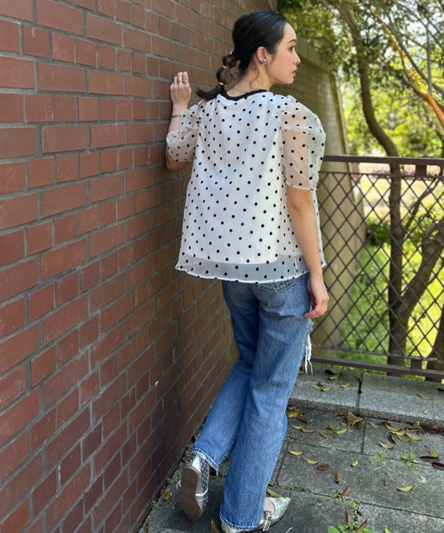 deux amour（ドゥーザムール）の「フロッキードットトップス（チューブトップ・レディース・ホワイト/ブラック/グレー・FREE）」の17枚目の写真