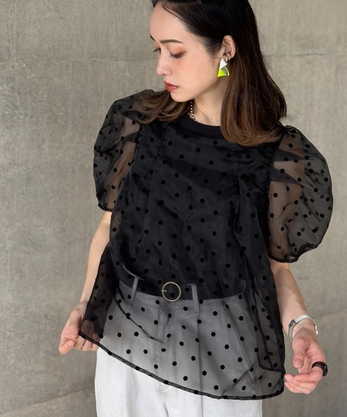 deux amour（ドゥーザムール）の「フロッキードットトップス（チューブトップ・レディース・ホワイト/ブラック/グレー・FREE）」の20枚目の写真