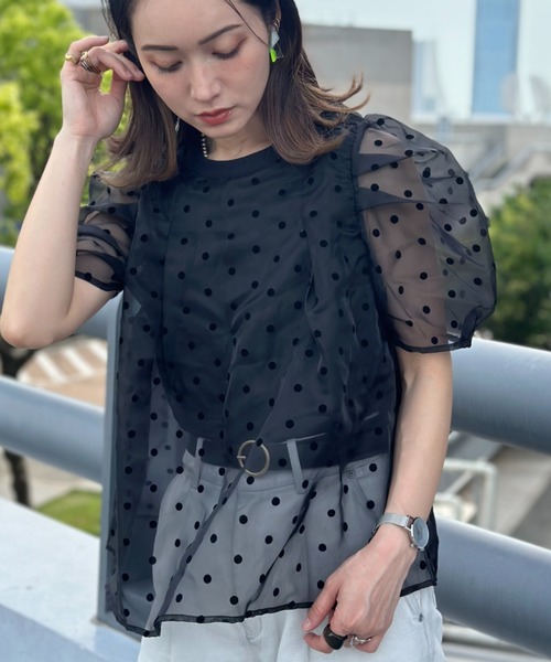 deux amour（ドゥーザムール）の「フロッキードットトップス（チューブトップ・レディース・ホワイト/ブラック/グレー・FREE）」の19枚目の写真