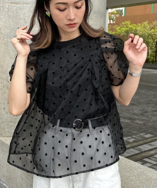 deux amour（ドゥーザムール）の「フロッキードットトップス（チューブトップ・レディース・ホワイト/ブラック/グレー・FREE）」の22枚目の写真