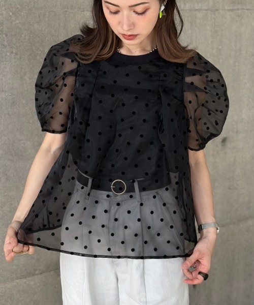 deux amour（ドゥーザムール）の「フロッキードットトップス（チューブトップ・レディース・ホワイト/ブラック/グレー・FREE）」の21枚目の写真