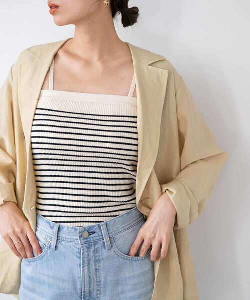 URBAN RESEARCH Sonny Label(アーバンリサーチサニーレーベル)の「カップ付きマルチウェイニットキャミソール(キャミソール・レディース・ネイビー/ホワイト系その他/オフホワイト・FREE)」の2枚目の写真