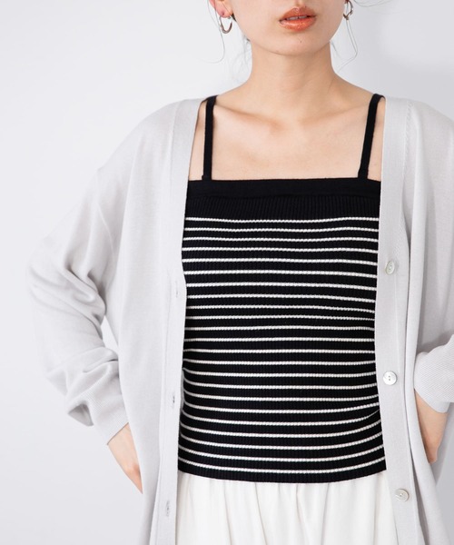 URBAN RESEARCH Sonny Label(アーバンリサーチサニーレーベル)の「カップ付きマルチウェイニットキャミソール(キャミソール・レディース・ネイビー/ホワイト系その他/オフホワイト・FREE)」の3枚目の写真