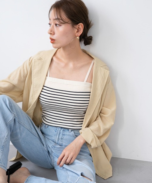 URBAN RESEARCH Sonny Label(アーバンリサーチサニーレーベル)の「カップ付きマルチウェイニットキャミソール(キャミソール・レディース・ネイビー/ホワイト系その他/オフホワイト・FREE)」の16枚目の写真