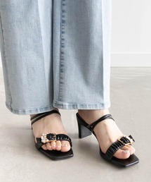 RANDA | ビジュー×ギャザー ミュールサンダル(サンダル)