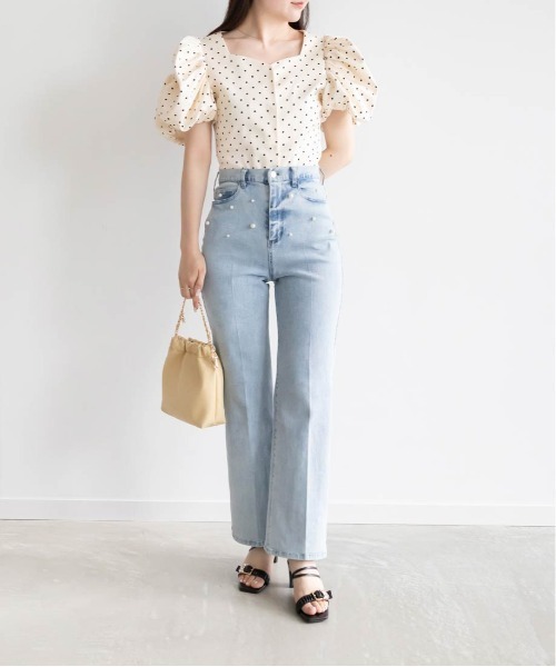 RANDA(ランダ)の「ビジュー×ギャザー ミュールサンダル(サンダル・レディース・ピンクゴールド/アイボリー/ブラック・L/M/S/LL)」の16枚目の写真