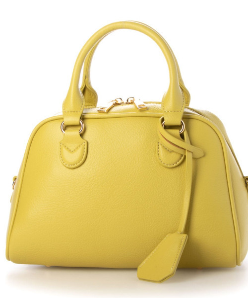 cache cache（カシュ カシュ）の「カシュカシュ cachecache / シボフェイクレザー2wayボストンバッグ（ボストンバッグ・レディース・イエロー/オリーブ/ベージュ系その他/ブラック・FREE）」の4枚目の写真