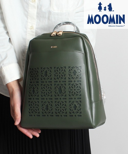 MOOMIN(ムーミン)の「ムーミン 上品 な 大人 かわいい 軽量 フェイク レザーリュック(バックパック/リュック・レディース・ブラック/グリーン/レッド/ベージュ・ONE SIZE)」の3枚目の写真
