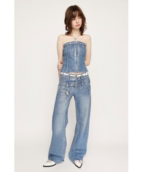 SLY（スライ）の「【限定展開】METALIC DOUBLE BELT FLARE PT