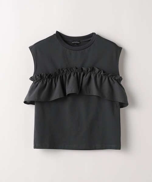 green label relaxing（グリーンレーベルリラクシング）の「TJ カット×布帛 フリルノースリーブ / キッズ 100cm-130cm -吸水速乾-（タンクトップ・キッズ・ライラック/ダークグレー/オフホワイト/ターコイズブルー・120cm/130cm/100cm/110cm）」の2枚目の写真