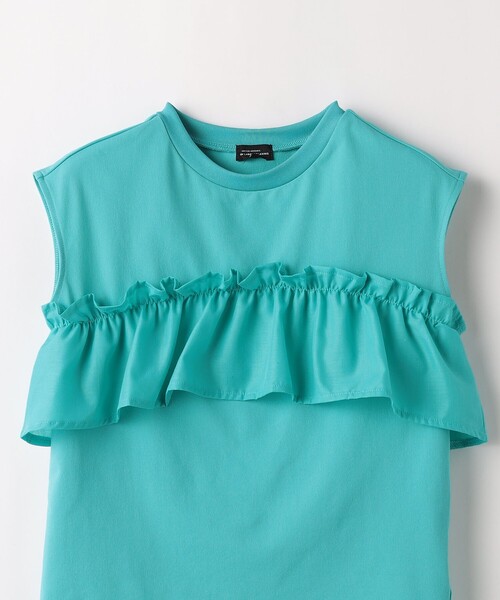 green label relaxing（グリーンレーベルリラクシング）の「TJ カット×布帛 フリルノースリーブ / キッズ 100cm-130cm -吸水速乾-（タンクトップ・キッズ・ライラック/ダークグレー/オフホワイト/ターコイズブルー・120cm/130cm/100cm/110cm）」の9枚目の写真