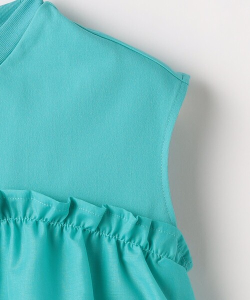 green label relaxing（グリーンレーベルリラクシング）の「TJ カット×布帛 フリルノースリーブ / キッズ 100cm-130cm -吸水速乾-（タンクトップ・キッズ・ライラック/ダークグレー/オフホワイト/ターコイズブルー・120cm/130cm/100cm/110cm）」の21枚目の写真