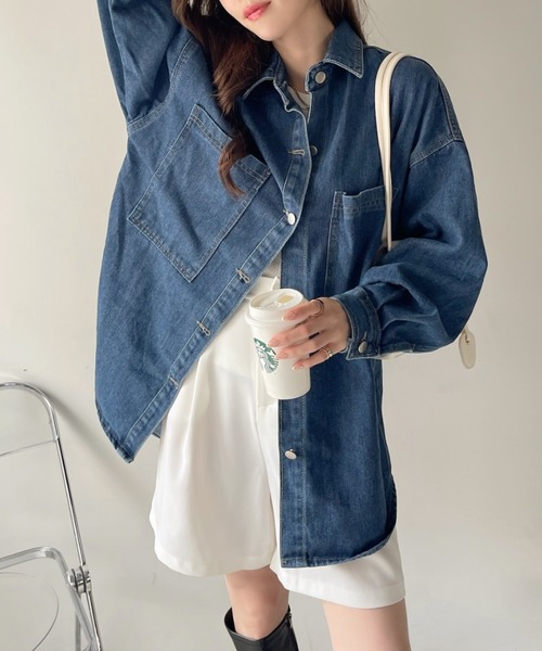 【ほぼ未使用】GALLARDAGALANTE デニムビックシャツ　ジャケット GYDA BIGケミカル デニムシャツ（ブラック） -ファッション通販
