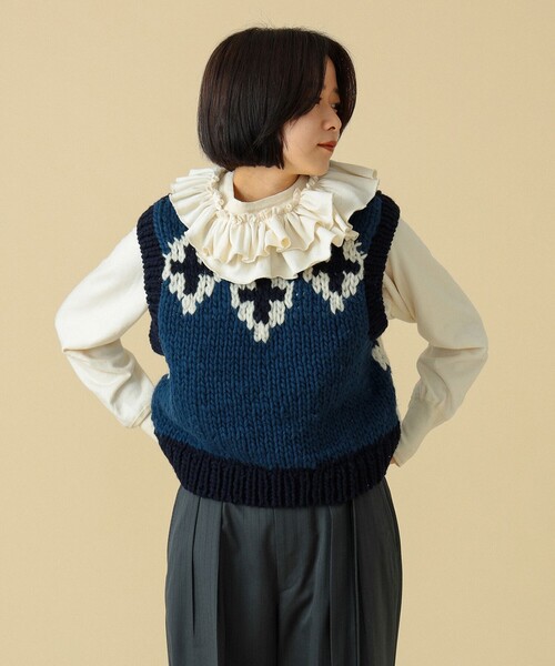 BEAMS BOY(ビームスボーイ)の「maturely / バルキー ベスト(ベスト・レディース・オリーブ/ネイビー・ONE SIZE)」の6枚目の写真