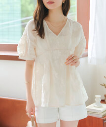 KOBE LETTUCE | Vネックフラワージャガードシアーブラウス(シャツ/ブラウス)